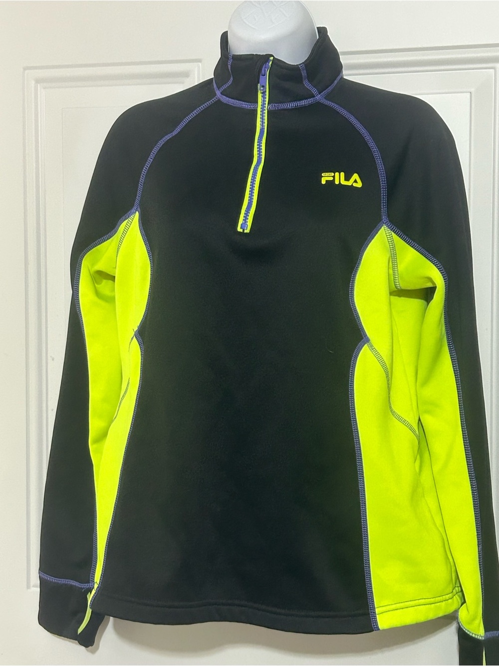 FILA Black Shirt with Neon Yellow Performance Logo